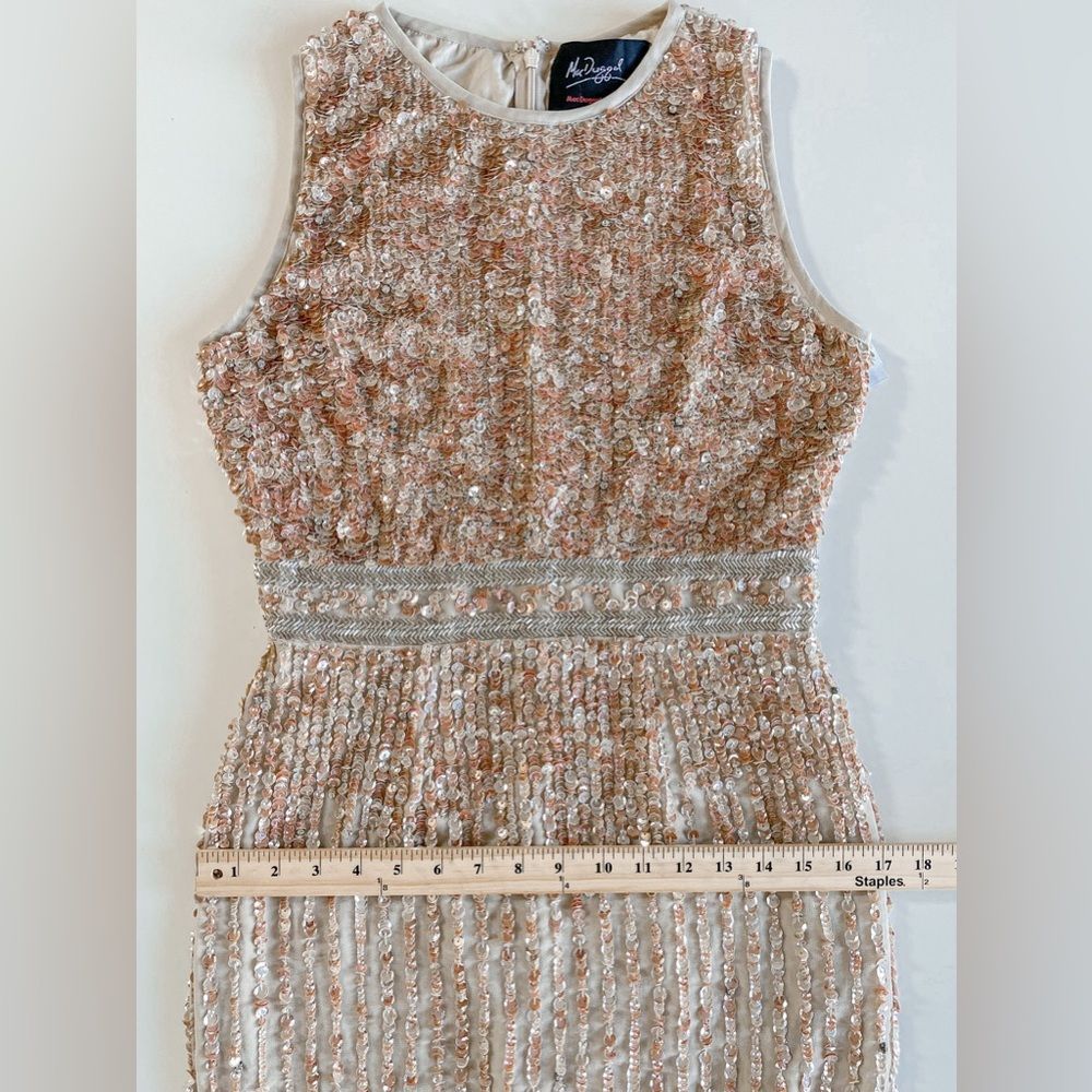 $398 Mac Duggal 10509 Midi Sheath SequinCocktail Dress in Nude 214/090 - Picture 10 of 15